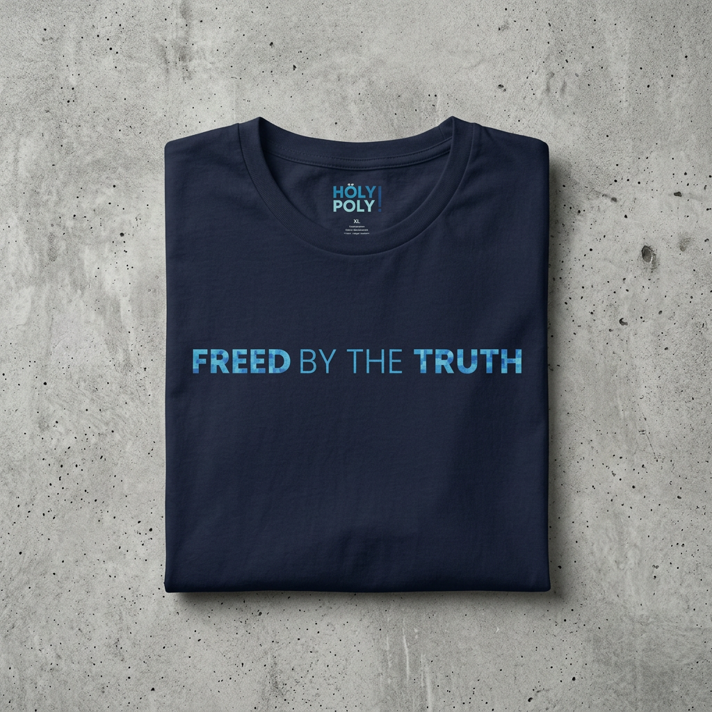 Freed by the truth. T-Shirt — Holy Poly