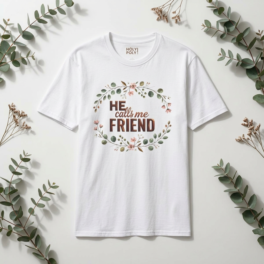 He Calls Me Friend - HolyPoly! Floral Christian Faith Tee